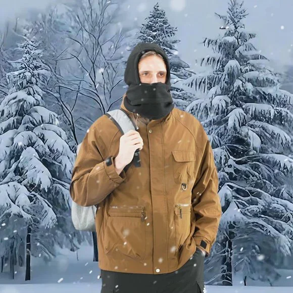 Winter Fleece Balaclava Ski Mask with Drawstring Full Face Covering - Picture 8 of 8